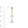 Thumbnail Image 2 of Yellow Ion Plated CZ Planet Dangle Belly Ring - 14G 7/16&quot;