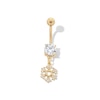 Thumbnail Image 1 of Yellow Ion Plated CZ Snowflake Dangle Belly Ring - 14G 7/16&quot;