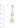 Thumbnail Image 2 of Yellow Ion Plated CZ Snowflake Dangle Belly Ring - 14G 7/16&quot;