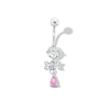 Thumbnail Image 1 of Stainless Steel Pink CZ Pear Dangle Belly Ring - 14G 7/16&quot;