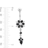 Thumbnail Image 2 of Stainless Steel Black CZ Flower Dangle Belly Ring - 14G 7/16&quot;