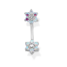 Stainless Steel Iridescent CZ Flower Belly Ring - 14G 7/16&quot;