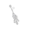 Thumbnail Image 1 of Stainless Steel CZ Oval Dangle Belly Ring - 14G 7/16&quot;