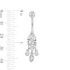 Thumbnail Image 2 of Stainless Steel CZ Oval Dangle Belly Ring - 14G 7/16&quot;