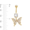 Thumbnail Image 2 of Yellow Ion Plated CZ Butterfly Dangle Belly Ring - 14G 3/8&quot;