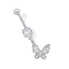 Thumbnail Image 1 of Stainless Steel CZ Butterfly Dangle Belly Ring - 14G 3/8&quot; 