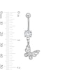 Thumbnail Image 2 of Stainless Steel CZ Butterfly Dangle Belly Ring - 14G 3/8&quot; 