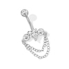 Thumbnail Image 1 of Stainless Steel CZ Bezel Heart Chain Dangle Belly Ring - 14G 3/8&quot; 