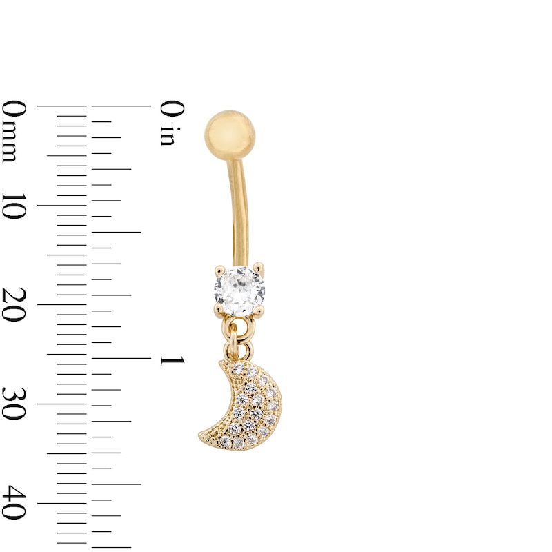 Main Image 3 of Yellow Ion Plated CZ and Simulated Crystal Star and Moon Belly Ring Set - 14G 7/16&quot;