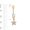 Thumbnail Image 4 of Yellow Ion Plated CZ and Simulated Crystal Star and Moon Belly Ring Set - 14G 7/16&quot;