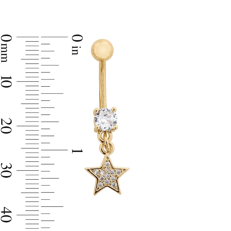 Main Image 4 of Yellow Ion Plated CZ and Simulated Crystal Star and Moon Belly Ring Set - 14G 7/16&quot;