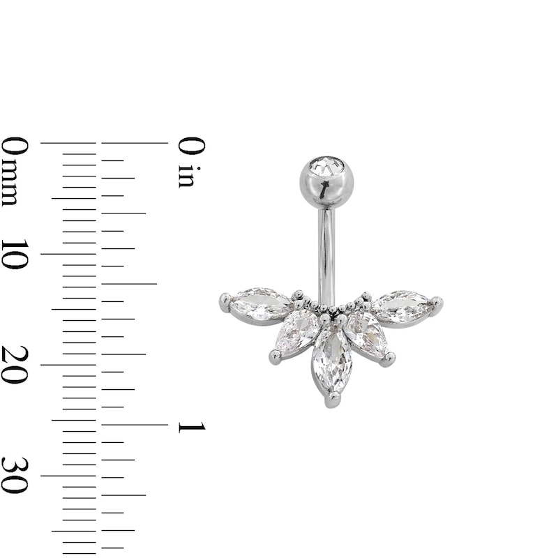 Main Image 2 of Stainless Steel CZ Marquise, Pear, and Round Belly Ring - 14G 7/16&quot;