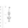 Thumbnail Image 2 of Stainless Steel CZ Round and Marquise Dangle Belly Ring - 14G 3/8&quot;