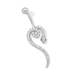 Stainless Steel CZ Snake Belly Ring - 14G 7/16&quot;