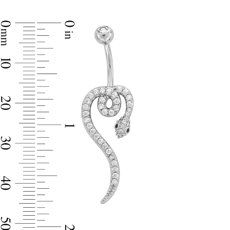 Main Image 2 of Stainless Steel CZ Snake Belly Ring - 14G 7/16&quot;