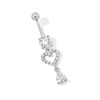 Thumbnail Image 1 of Stainless Steel CZ Heart Dangle Belly Ring - 14G 3/8&quot;