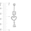 Thumbnail Image 2 of Stainless Steel CZ Heart Dangle Belly Ring - 14G 3/8&quot;