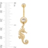 Thumbnail Image 2 of Yellow Ion Plated Glass Stone Seahorse Dangle Belly Ring - 14G 3/8&quot;