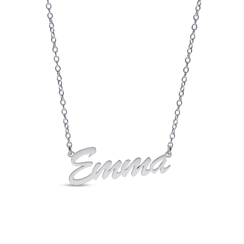 Main Image 1 of Sterling Silver Small Script Name Rolo Necklace - 16&quot;