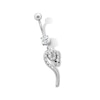 Thumbnail Image 1 of Stainless Steel CZ and Black Simulated Crystal Accents Snake Belly Ring - 14G 7/16&quot;