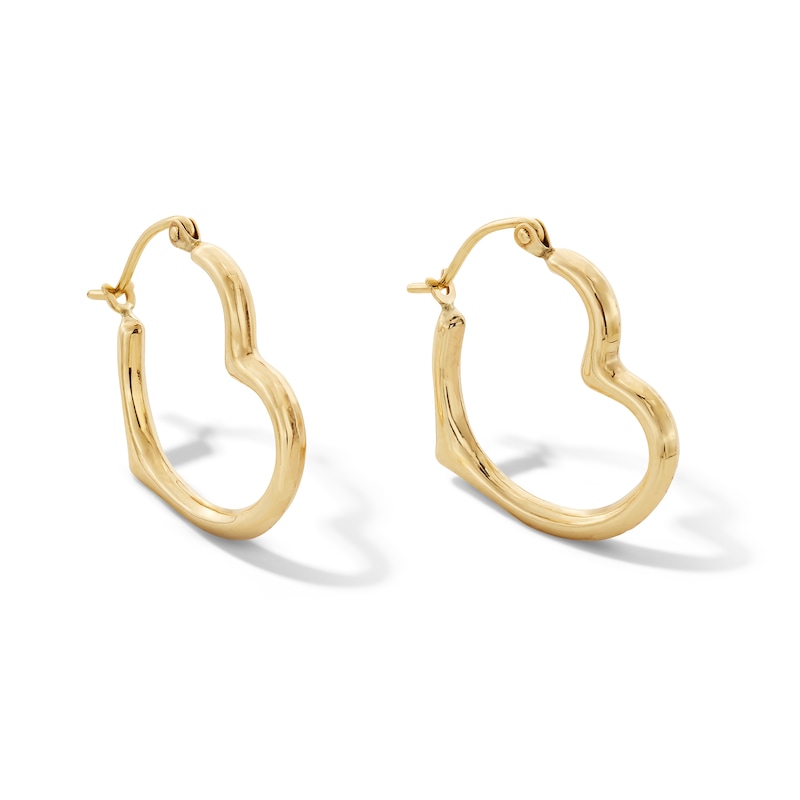 Main Image 1 of 10K Gold Open Heart Hoops