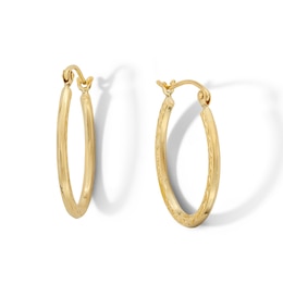 10K Hollow Gold Diamond-Cut Oval Hoops