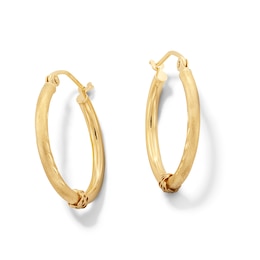 10K Hollow Gold Half Diamond-Cut Hoops