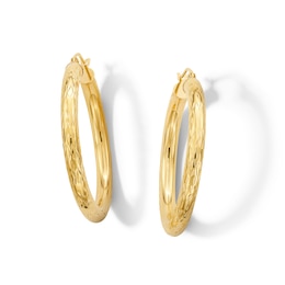 10K Hollow Gold Diamond-Cut X Hoops