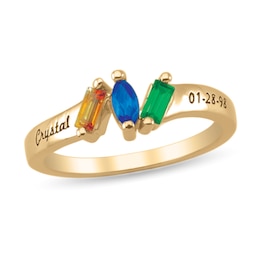 Family Three Birthstone Engravable Ring