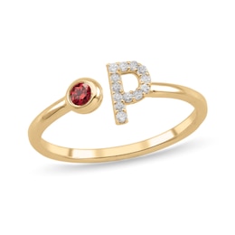 Birthstone Initial Ring