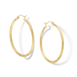 10K Hollow Gold Diamond-Cut Hoops