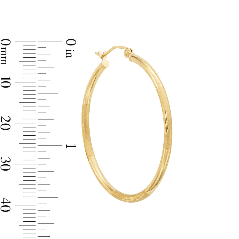 Main Image 2 of 10K Hollow Gold Diamond-Cut Hoops