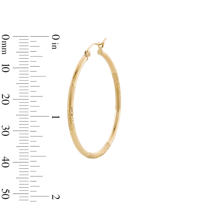 Main Image 3 of 10K Hollow Gold Diamond-Cut Hoops