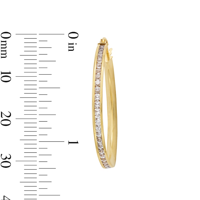 Main Image 2 of 10K Semi-Solid Gold CZ Channel Set Hoops