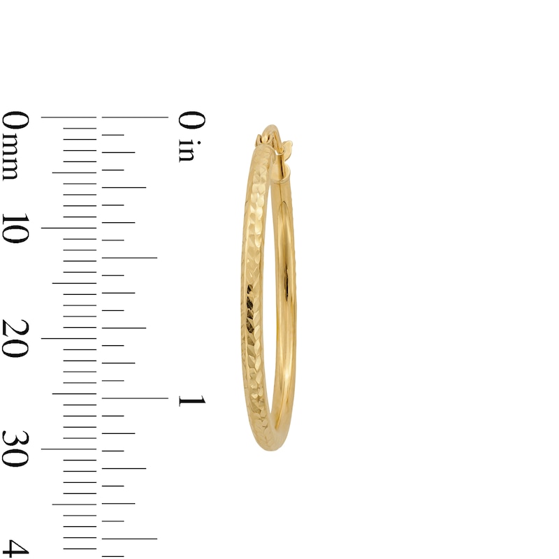 Main Image 3 of 10K Hollow Gold Diamond-Cut Hoops