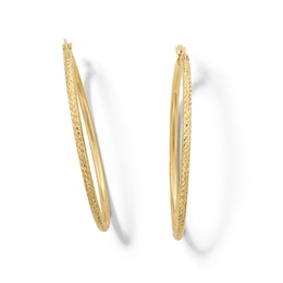 10K Hollow Gold Diamond-Cut Hoops