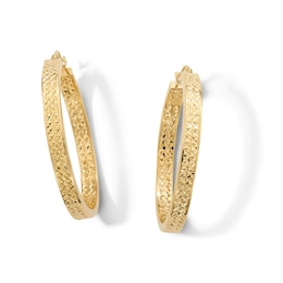 10K Hollow Gold Diamond-Cut Inside Out Square Hoops