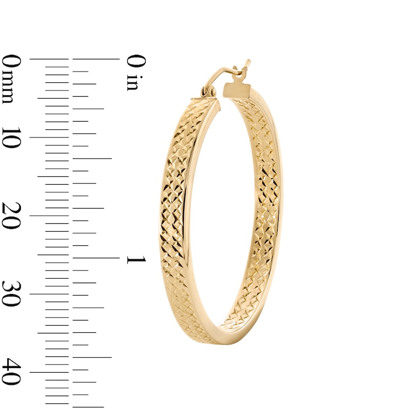 Main Image 3 of 10K Hollow Gold Diamond-Cut Inside Out Square Hoops