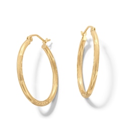 10K Hollow Gold Diamond-Cut Hoops