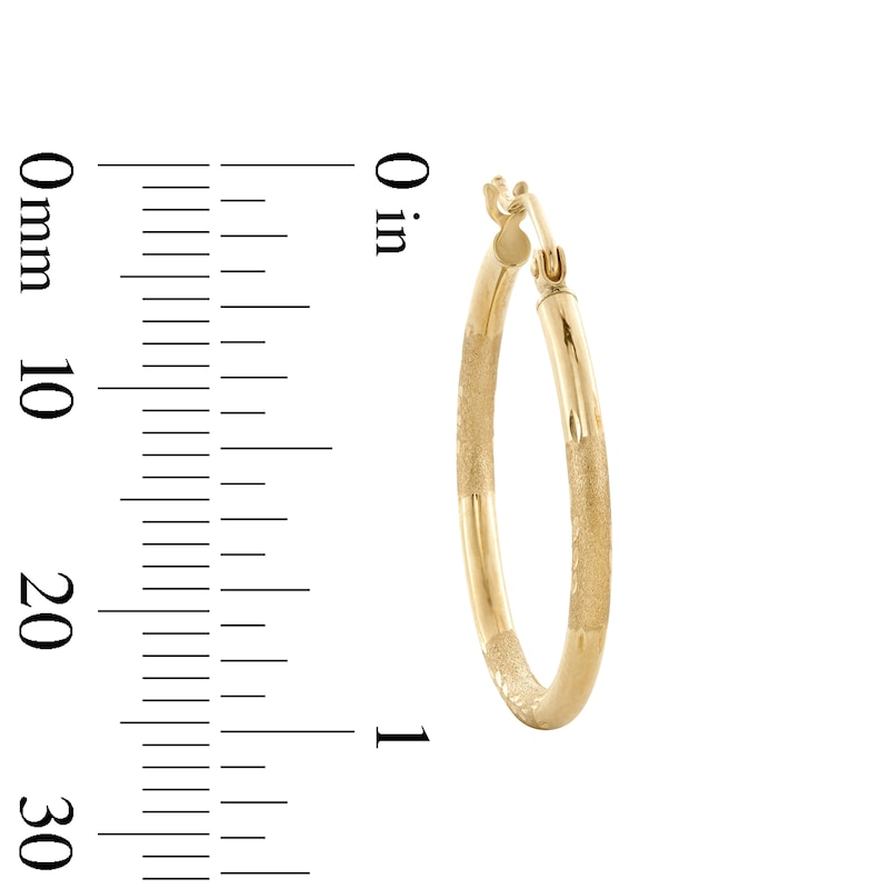 Main Image 3 of 10K Hollow Gold Diamond-Cut Hoops