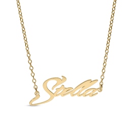 14K Gold Plated Slant Curved Edge Name Rolo Necklace - 16&quot;