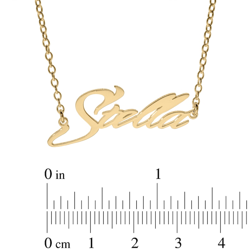 Main Image 2 of 14K Gold Plated Slant Curved Edge Name Rolo Necklace - 16&quot;