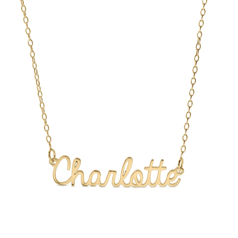 Main Image 1 of 14K Gold Plated Handwriting Name Rolo Necklace - 16&quot;