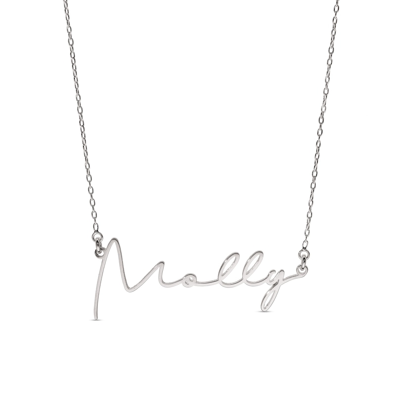 Main Image 1 of Sterling Silver Modern Thin Name Rolo Necklace - 16&quot;