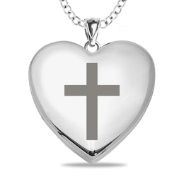 Cross Heart Photo Locket Pendant - 18&quot;