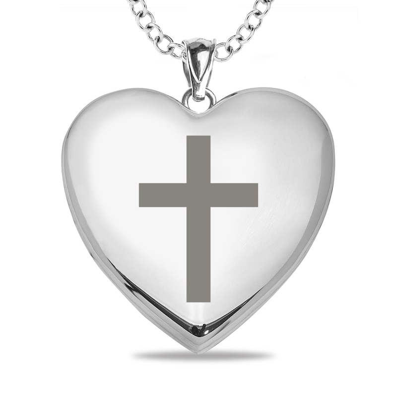 Main Image 1 of Cross Heart Photo Locket Pendant - 18&quot;