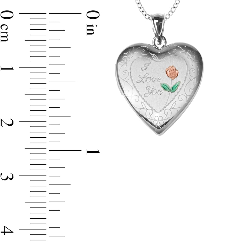 Main Image 2 of Sterling Silver Enamel I Love You Heart Locket Pendant - 18&quot;