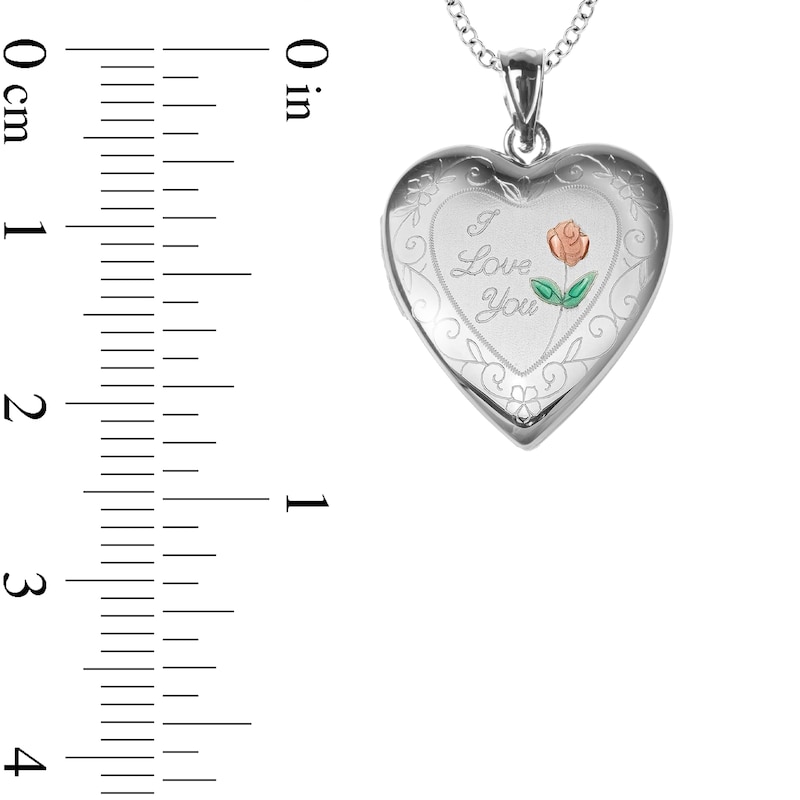 Main Image 4 of Sterling Silver Enamel I Love You Heart Locket Pendant - 18&quot;