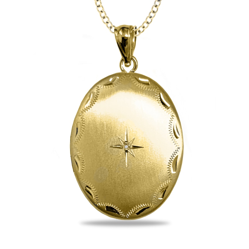 Main Image 2 of Diamond-Cut Oval Photo Locket Pendant - 18&quot;