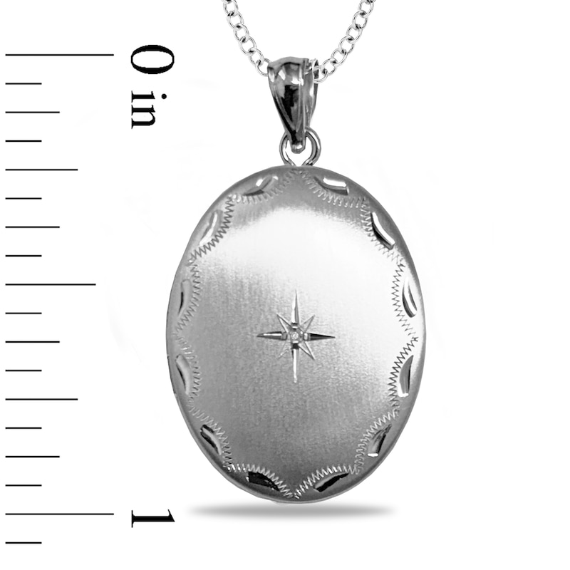 Main Image 4 of Diamond-Cut Oval Photo Locket Pendant - 18&quot;